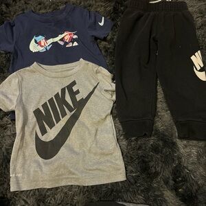 Nike Kids Black Jogger Pants and two shirts